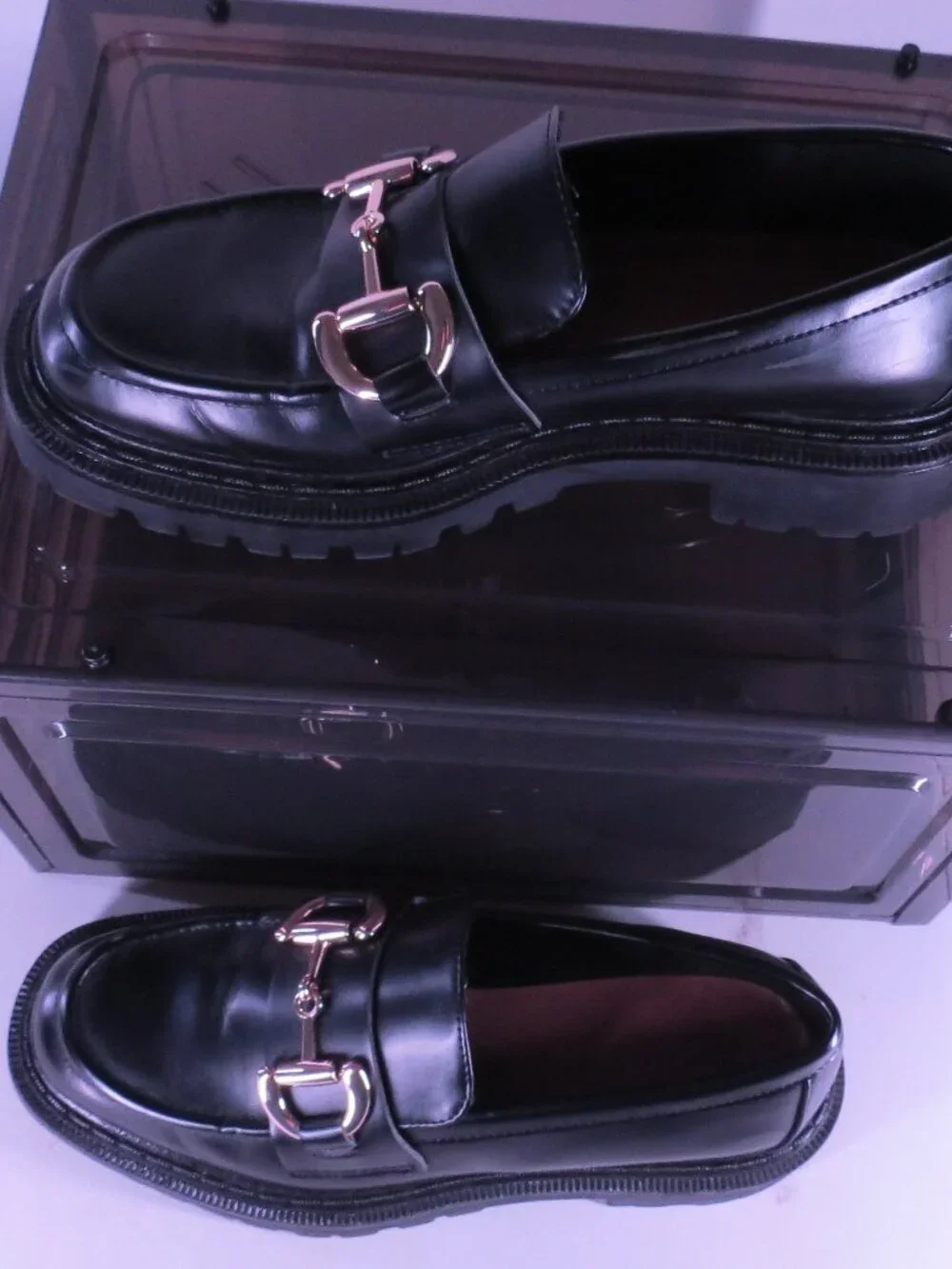 H&M Black Chunky Loafers with Gold Horsebit | EU Women's 40/US 9-9.5